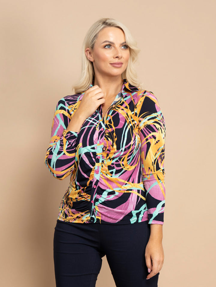 Gathered Top - Purple/Black