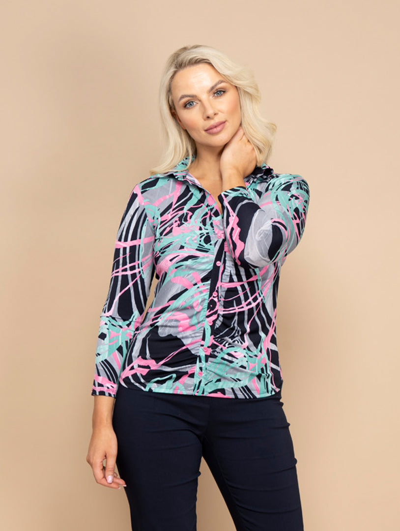 Gathered Top - Pink/Black