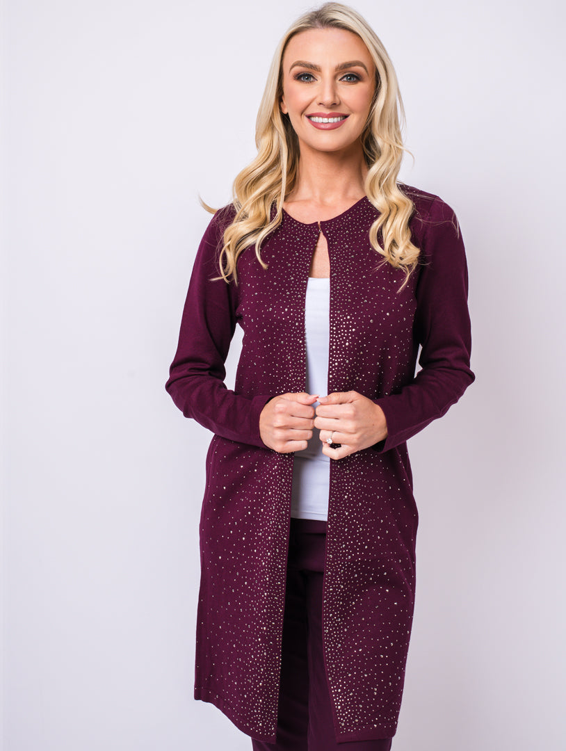 Diamonte Cardigan - Plum