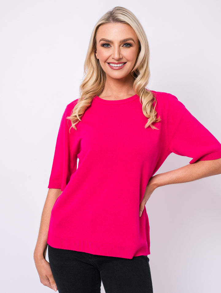 Short Sleeve Knit - Magenta