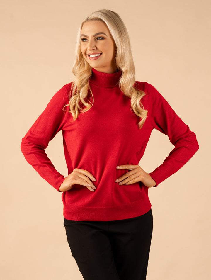 Polo Neck Knitwear - Red