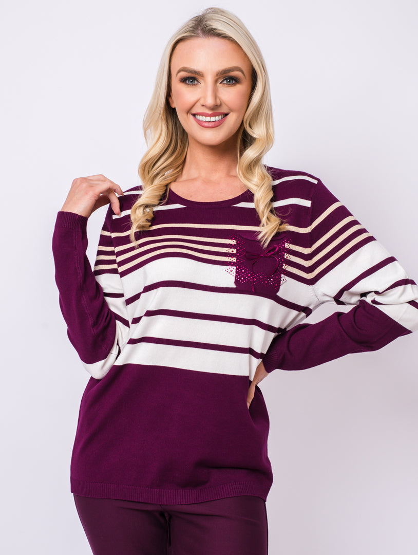 Pocket Design Knit - Plum