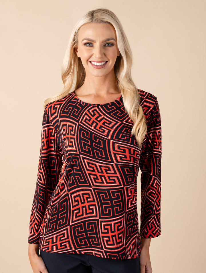 Round Neck Top - Coral