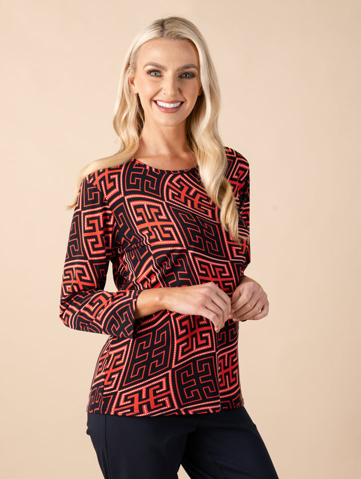 Round Neck Top - Coral