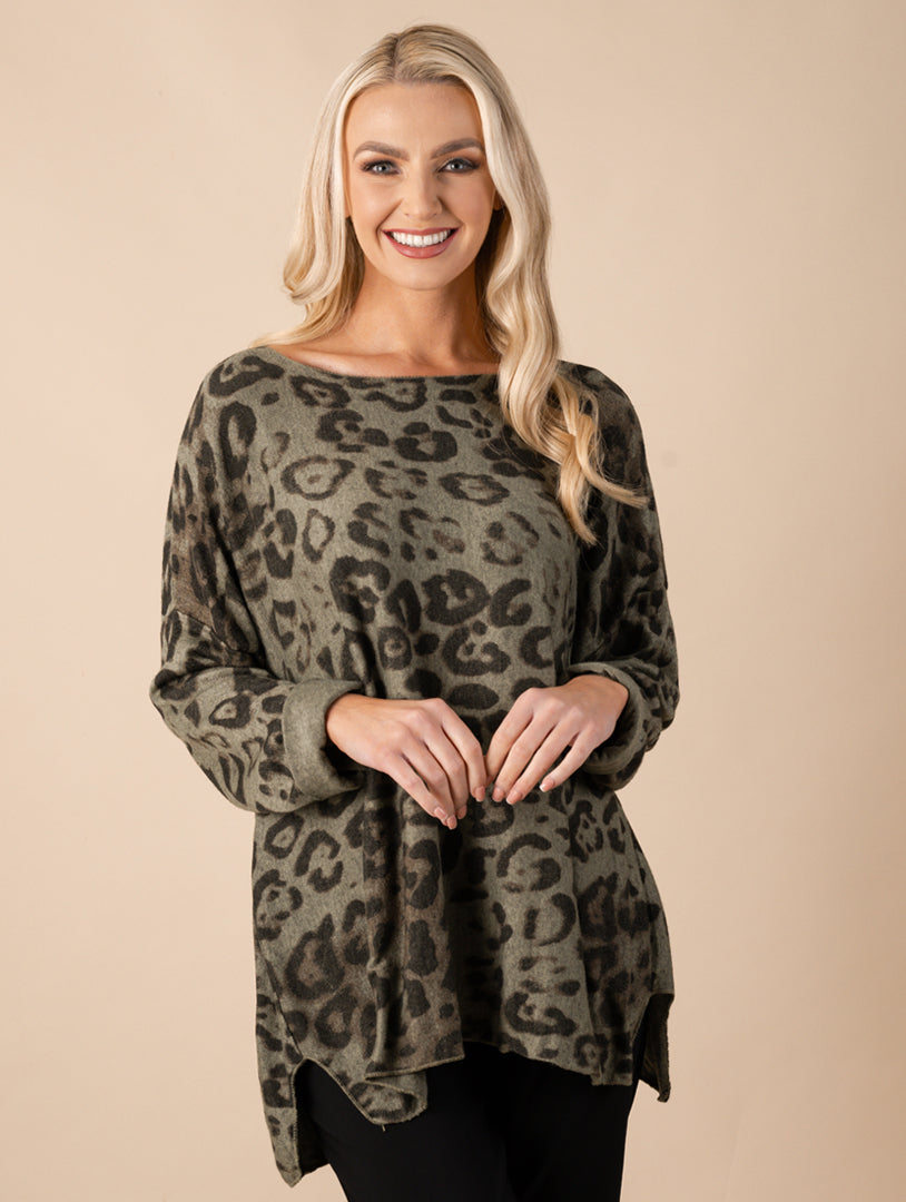 3/4 Sleeve Wool Top - Khaki
