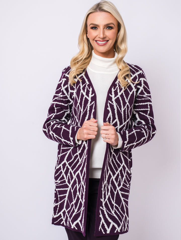 Cardigan - Purple/Cream