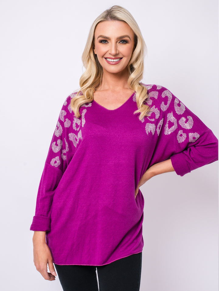 Side Print Top - Magenta