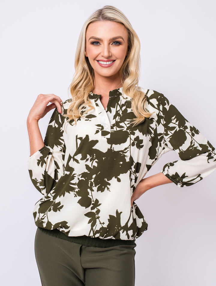 3/4 Sleeve Blouse - Khaki