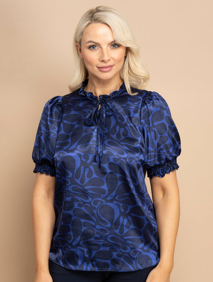 1/2 Sleeve Blouse - Navy/Royal