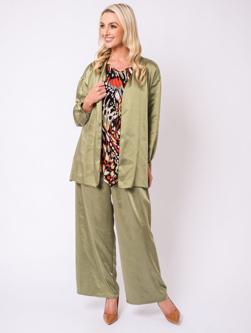 Casual Satin Jacket - Khaki