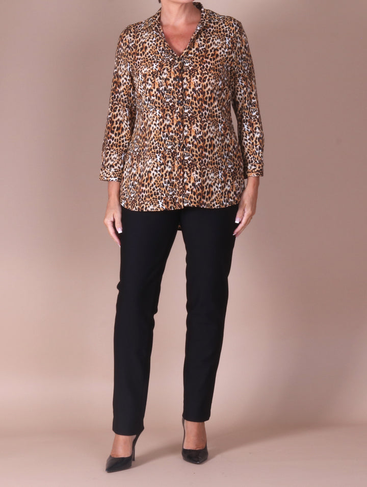 Print Blouse - Orange/Black