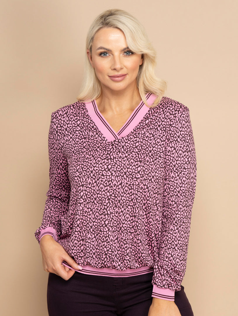 V Trim Top - Pink/Plum