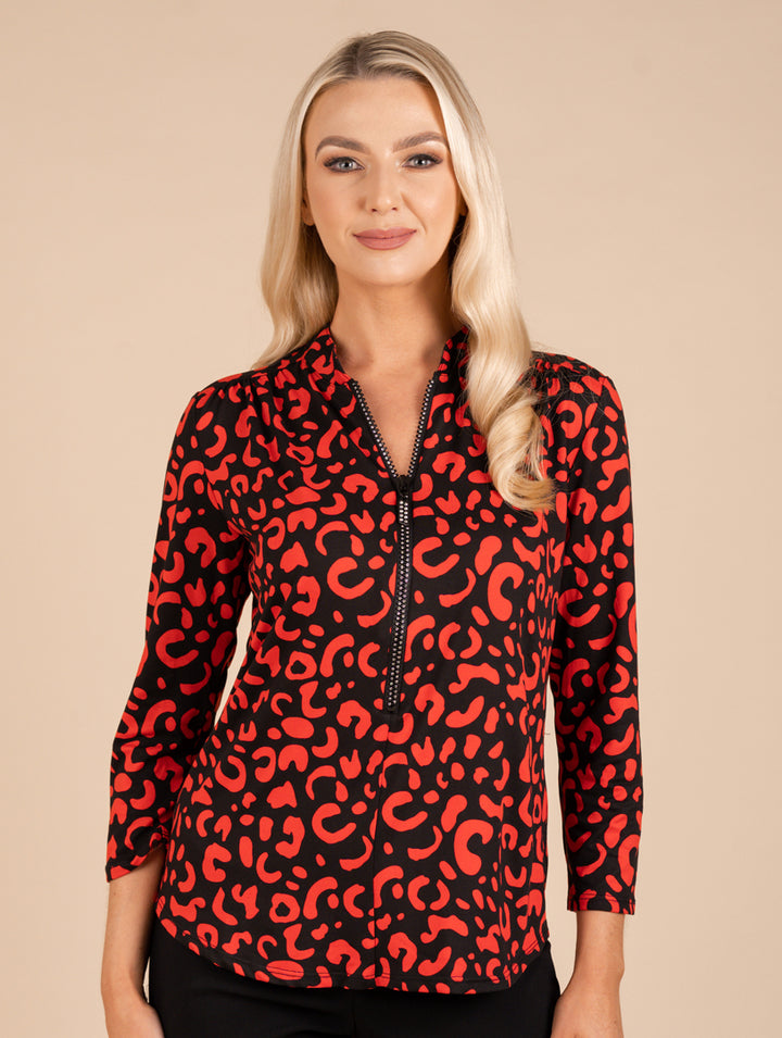 Diamond Zip Top - Red/Black