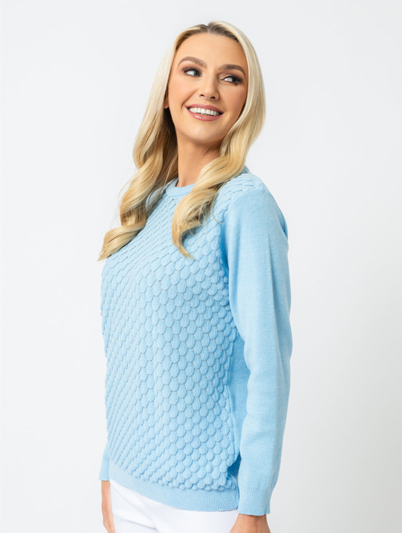 Bubble Front Jumper - Bluebell