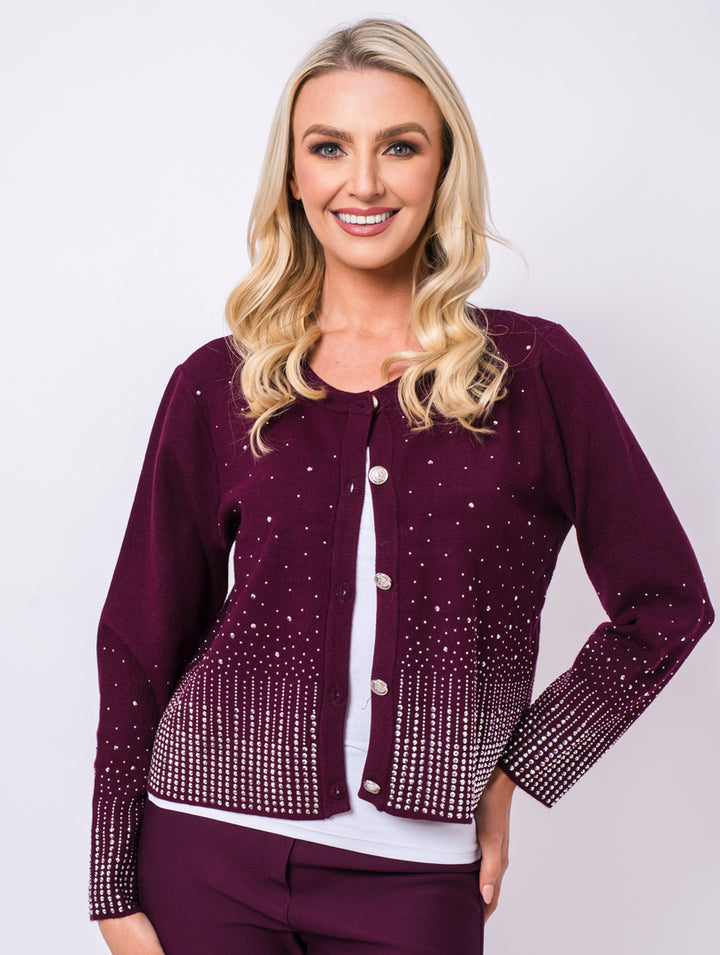 Diamonte Cardigan - Bordeux