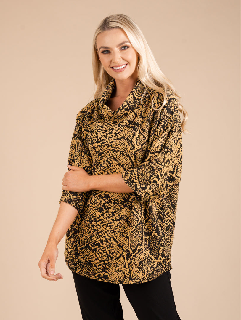 Cowl Neck Top - Mustard