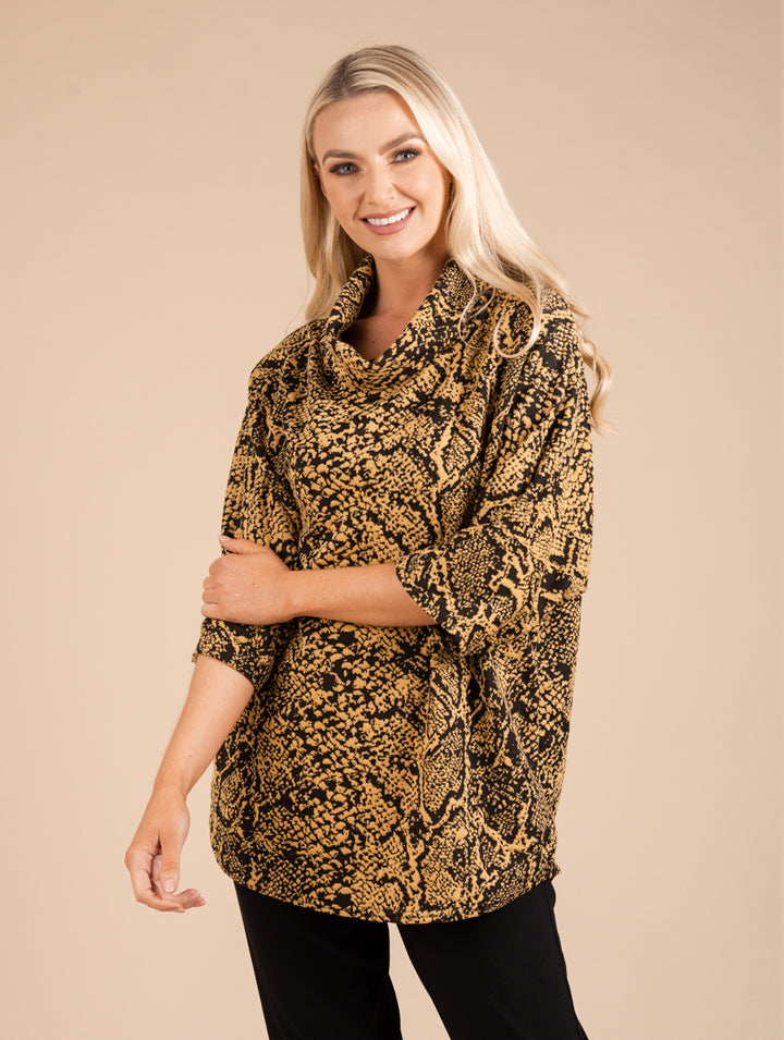 Cowl Neck Top - Mustard