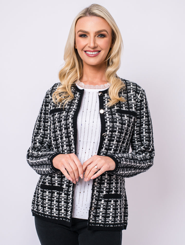 Boucle Cardigan - Black/White