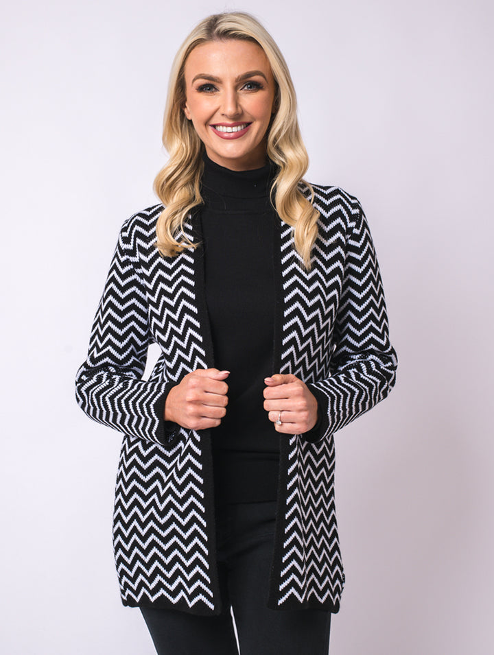 Zig Zag Cardigan - Black/White