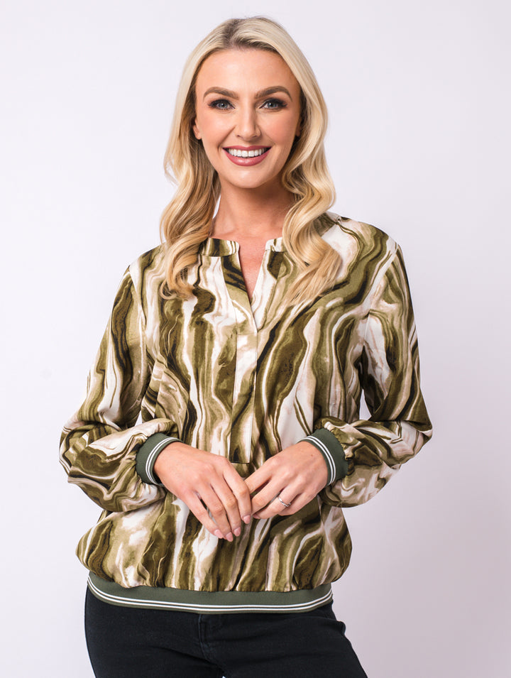 Elastic Hem Top - Olive