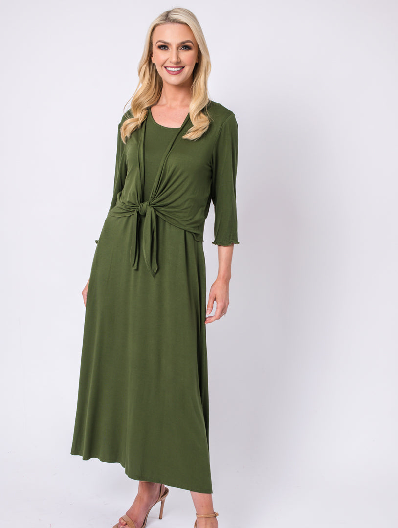Sleeveless Dress With Pockets - Khaki