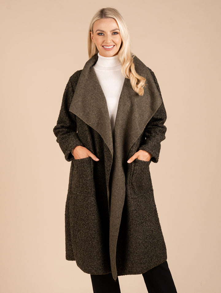 Long Wrap Coat - Dark Khaki