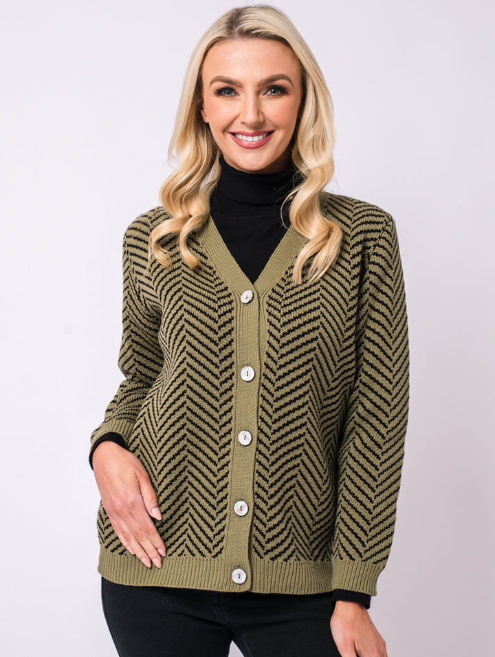 Cardigan - Olive/Black