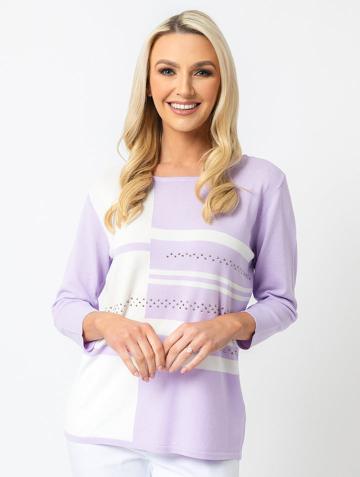 Luxury Knitwear - Lavender/White