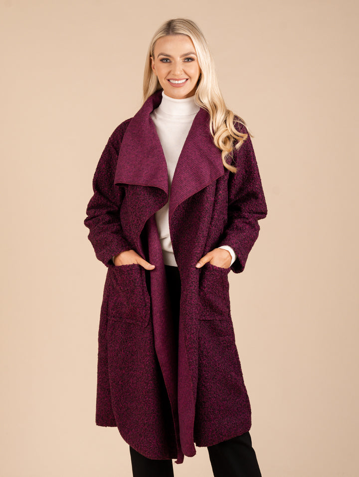 Long Wrap Coat - Dark Cerise