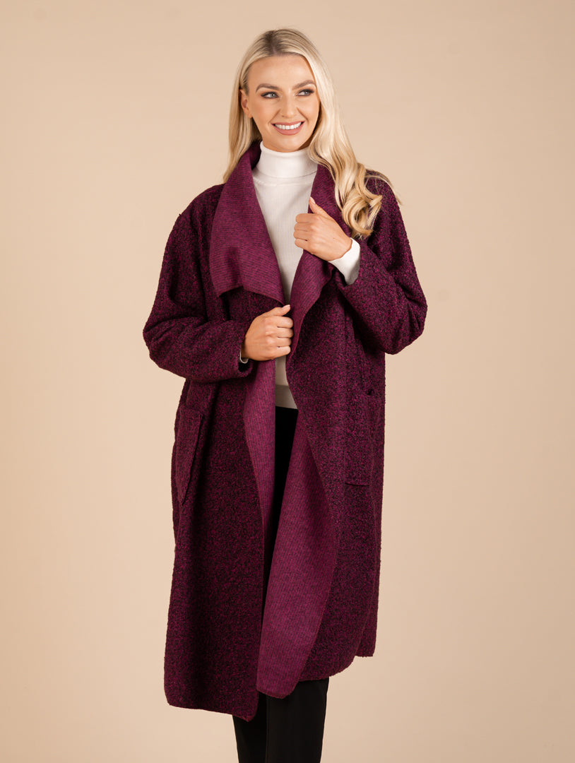 Long Wrap Coat - Dark Cerise