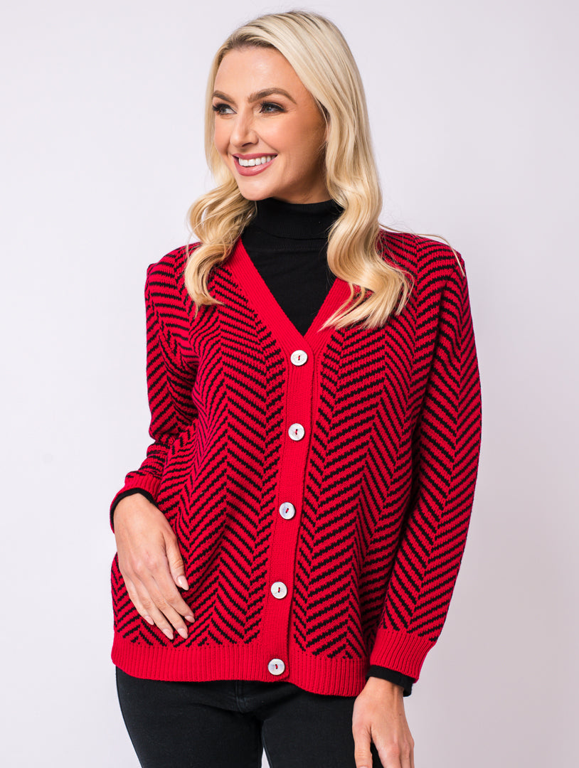 Cardigan - Red/Black