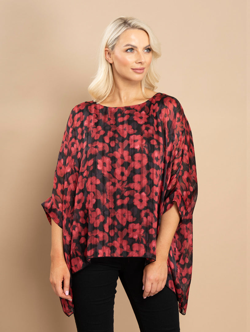 Batwing Blouse - Black/Red